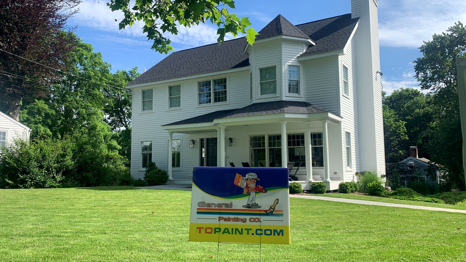 Premium white Victorian colonial in Connecticut — exterior repaint by General Painting Co.